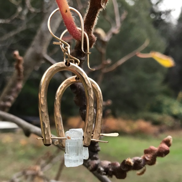 Aquamarine and Gold earrings - Picture 1 of 2